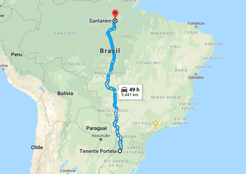 BR-163 de Tenente Portela no RS até Santarém com total de 3579 km de extensão Foto Rodovias.Org